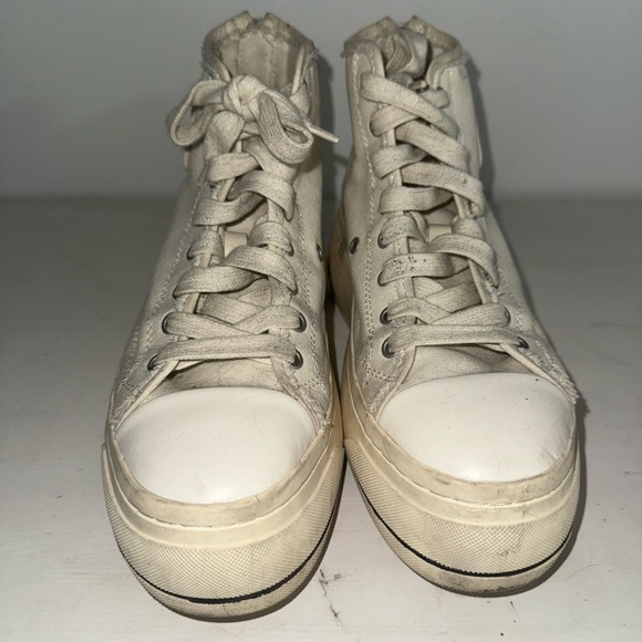 R13 Kurt Hi top white distressed sneakers AUTHENTIC - Picture 1 of 8